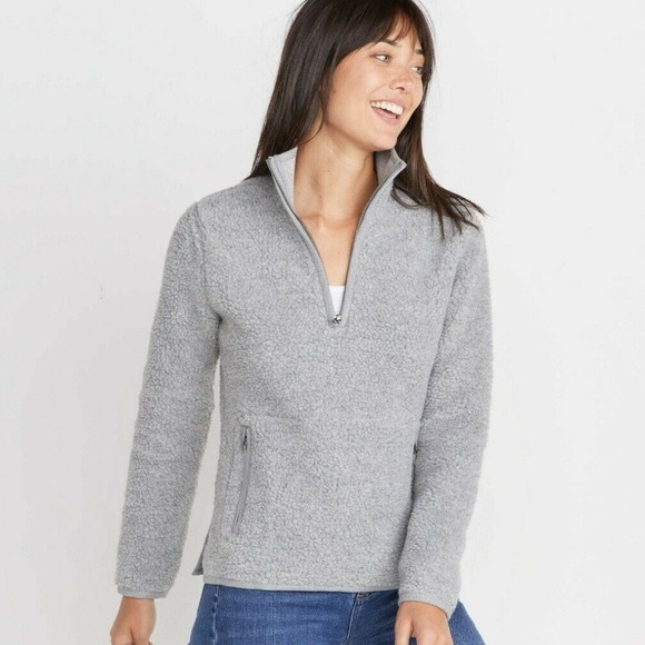 Marine Layer Lady Sherpa Corbet Pullover Gray - Picture 1 of 6